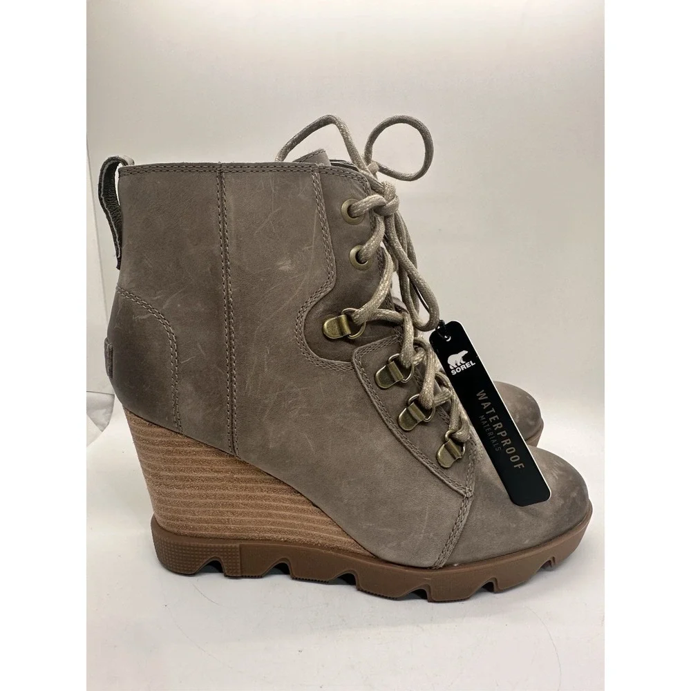 Sorel Joan Uptown Lace Zip Waterproof Leather Boots Womens 7‎ Khaki II